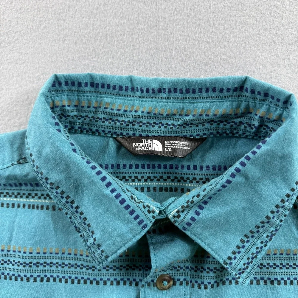 The North Face Shirt Mens‎ Large Blue Striped Long Sleeve Button Front Casual